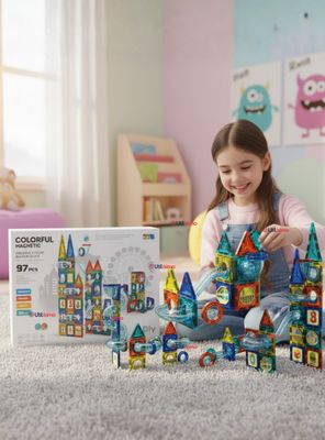 Imagen 1 del producto Juego Bloques De Construcción Magnéticos 3D 97 Piezas Niño o Niña