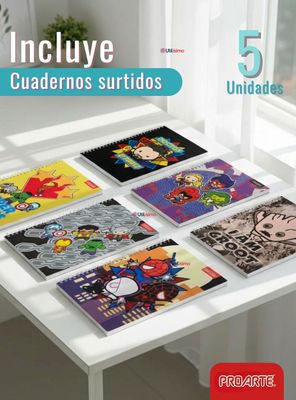 Imagen 2 del producto Pack 5 Cuadernos Universitarios Marvel Heroes de 100 Hojas Proarte Diseño Surtido