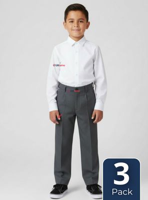 Pak 3 Pantalones Escolares Colegio Clásico Color Gris Niños