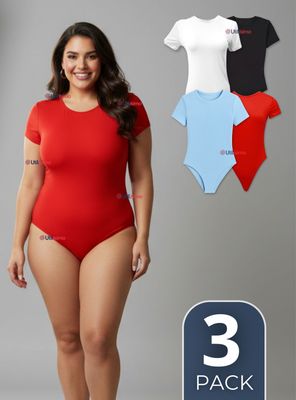 Pack 3 Body Ajustable y Moldeador 100% Bambú Cuello Redondo Manga Corta Mujer en Colores Surtidos