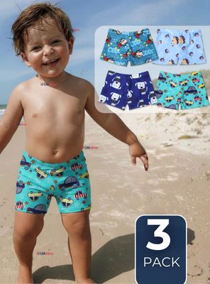 Pack 3 Shorts De Playa Para Niños Traje De Baño Pantalón Corto en Diseños Surtidos