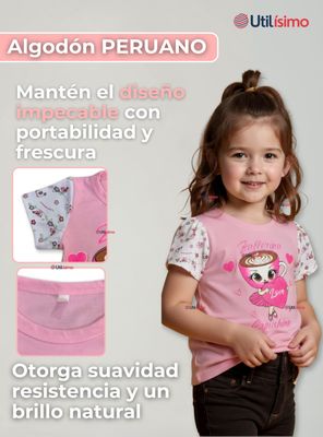 Imagen 2 del producto Polera Brainrots 100% Algodón Manga Corta Niña Tralalero Rosado