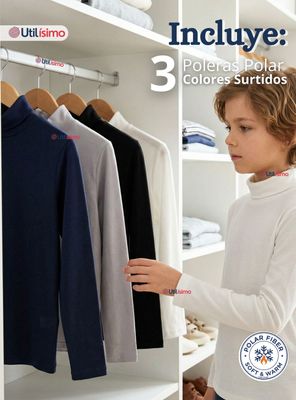 Imagen 2 del producto Pack 3 Poleras Camisetas Polar Primera Capa Beatle Manga Larga Colores Surtido Niño