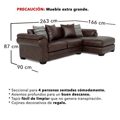 Imagen 2 del producto Sofá Seccional 4 Cuerpos XL Con Resorte Estructural Grandón Envejecido