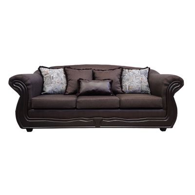 Sofá Con Resorte Estructural 4 Cuerpos Grand Búfalo Chocolate Rayado Versión PREMIUM