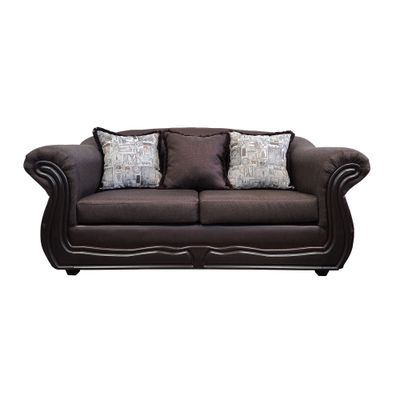 Imagen 1 del producto Sofá Con Resorte Estructural 3 Cuerpos Grand Búfalo Chocolate Rayado Versión PREMIUM