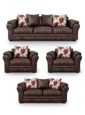 Living 9 Cuerpos 4+3+1+1 XL Con Resorte Estructural Grandón Envejecido