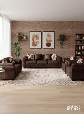 Imagen 2 del producto Living 9 Cuerpos 4+3+1+1 XL Con Resorte Estructural Grandón Envejecido