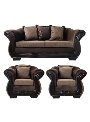 Living Con Resorte Estructural 5 Cuerpos 3+1+1 Grand Búfalo Lino Rústico Versión PREMIUM