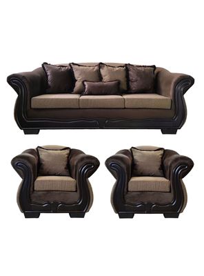 Living Con Resorte Estructural 6 Cuerpos 4+1+1 Grand Búfalo Lino Rústico Beige