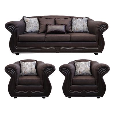 Living Con Resorte Estructural 6 Cuerpos 4+1+1 Grand Búfalo Chocolate Rayado Versión PREMIUM