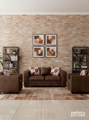 Imagen 2 del producto Living 5 Cuerpos 3+1+1 XL Con Resorte Estructural Palazzo Envejecido