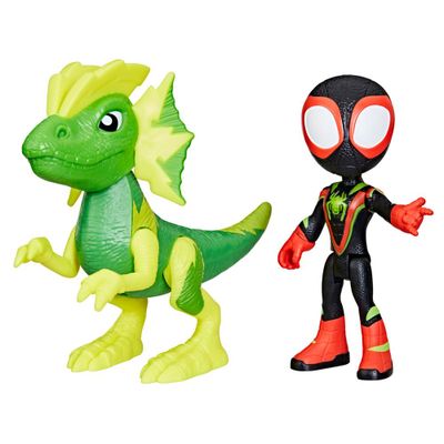 Figura de Acción Spidey & His Amazing Friends Dino-Webs Miles ""Spin"" Morales y Marvel's Electrosaurus