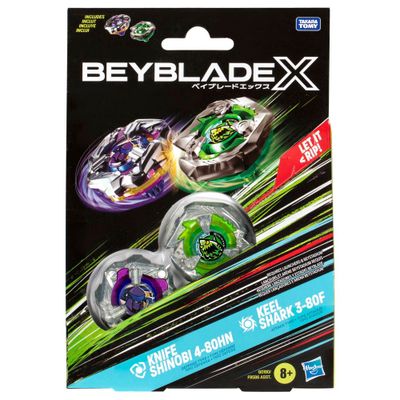 Trompo Beyblade X Knife Shinobi 4-80HN y Keel Shark 3-80