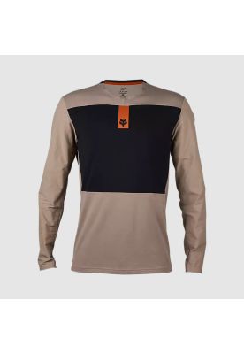 Polera Moto Defend Off Road Manga Larga Cafe Claro Fox