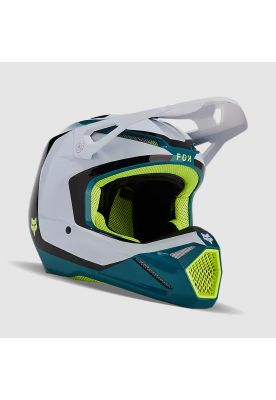 Casco Moto Niño V1 Nitro Azul Petroleo Fox