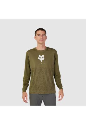 Polera Bicicleta Ranger TruDri® Manga Larga Verde Oliva Fox