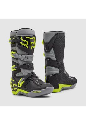 Botas Moto Niño Comp Gris/Amarillo Fox