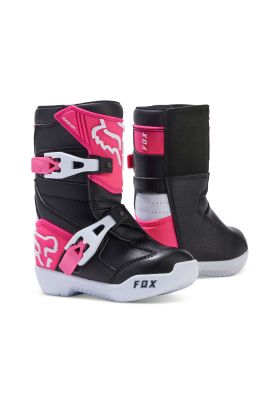 Botas Moto Infantil Comp Negro/Rosado Fox