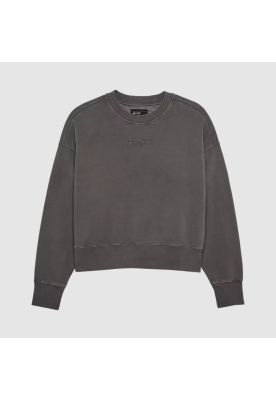 Poleron Lifestyle Mujer Wordmark Crew Oversize Gris Fox