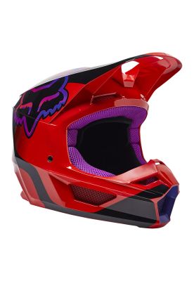 Casco Moto Niño V1 Venz Rojo/Morado Fox