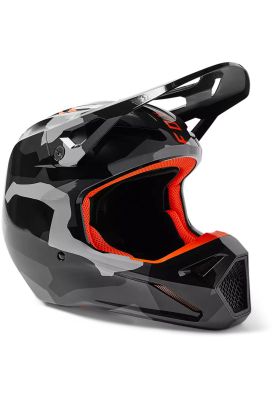 Casco Moto Niño V1 Bnkr Camo Negro/Gris Fox