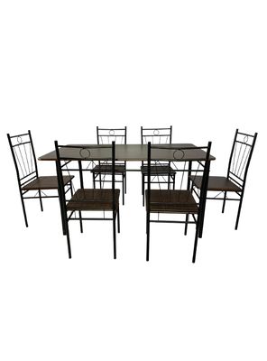 Juego de comedor 6P Verona Negro 74x80x140 cm