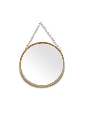 Espejo Colgante Redondo Dorado 39cm