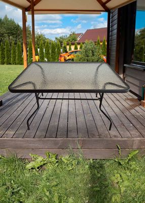 Imagen 2 del producto Mesa Terraza Vidrio y Acero 120x80x72cm Negra