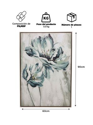Imagen 2 del producto Cuadro Decorativo Flor Turquesa 90x60cm