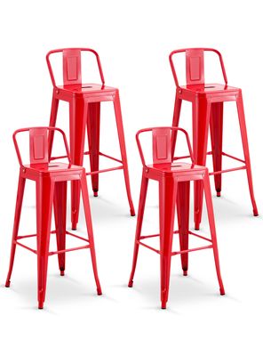 Pack De 4 Silla Alta Metal Rojo