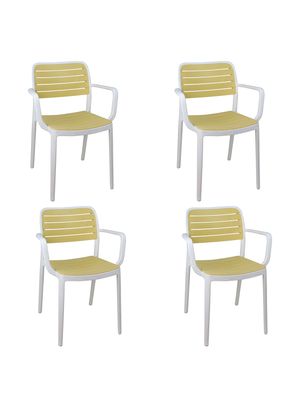 Set 4 Sillas Terraza Plástica Sahara Blanca