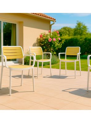 Imagen 2 del producto 
Set 4 Sillas Terraza Plástica Sahara Blanca