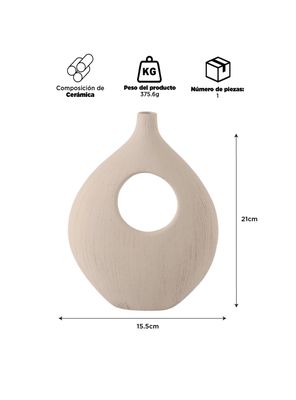 Imagen 2 del producto Florero Diseño Cerámica Beige 20cm