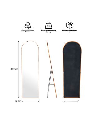 Imagen 2 del producto Espejo de Pie Semicírculo Dorado 157x47cm