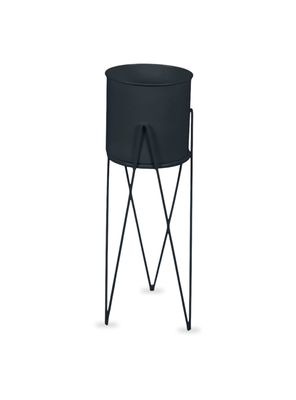 Porta Macetero Pedestal Decorativo Negro 63 cm