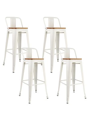 Pack 4 Pisos Bar Tolix Asiento Madera Blanco