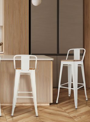 Imagen 2 del producto Pack 4 Pisos Bar Tolix Asiento Madera Blanco