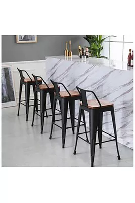 Imagen 2 del producto Pack 4 Pisos Bar Tolix Asiento Madera Negro