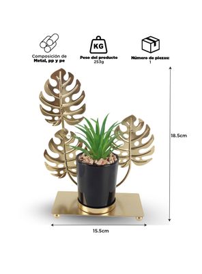 Imagen 2 del producto Figura Decorativa Candelabro Hoja con Mini Planta