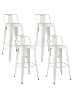 Pack 4 Piso Taburete Tolix Respaldo Blanco