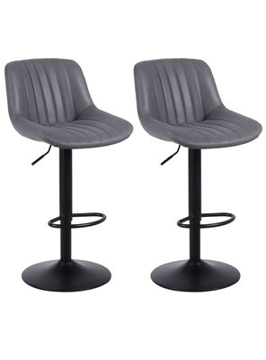 Pack 2 Sillas de Bar New York con Respaldo y Reposapiés Gris
