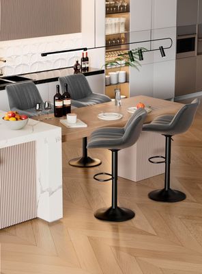 Imagen 2 del producto Pack 2 Sillas de Bar New York con Respaldo y Reposapiés Gris