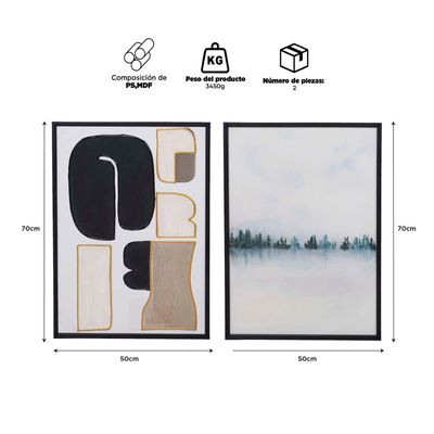 Imagen 2 del producto Set 2 Cuadros Decorativo Abstracto 50x70 cm c/u