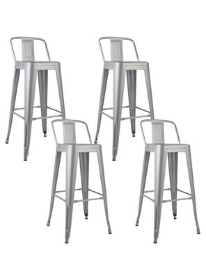 Pack 4 Piso Taburete Tolix Respaldo Gris