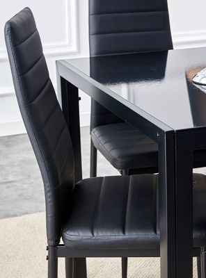 Imagen 2 del producto Comedor Mesa Vidrio 75x80x120cm + 4 Sillas Pu Negro
