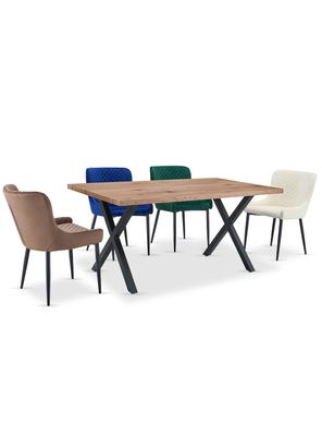 Comedor Monaco Mesa 160x90cm + 4 Sillas Mix Velvet
