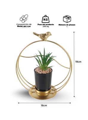 Imagen 2 del producto Figura Decorativa Candelabro Pajarito con Mini Planta