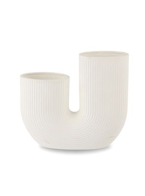 Florero Adorno Cerámica Blanco 21cm