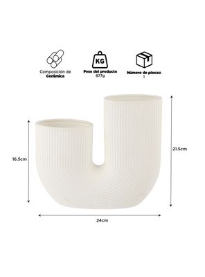 Imagen 2 del producto Florero Adorno Cerámica Blanco 21cm